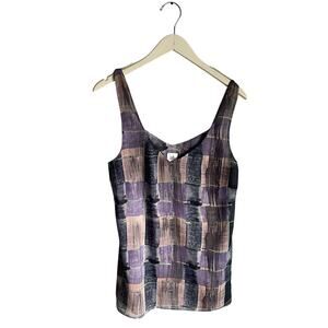 CAbi Purple Graphic Workwear Tank Top Business Casual Lightweight Size Large